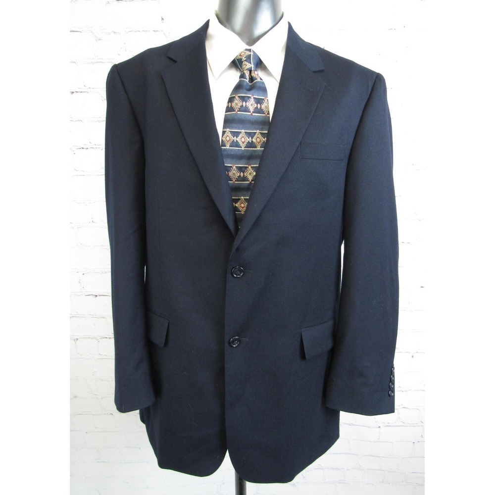 Jos A Bank Men's Navy Blue Suit Jacket Blazer Winter Wool/Cashmere Size 43L